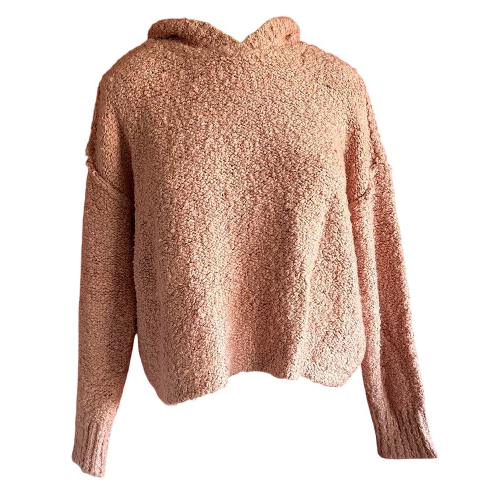 American Eagle Sweater Womens Small Fuzzy Cozy Oversized Pink Hoodie